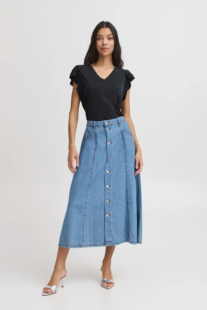 Byperl Ruffle sleeve tee black