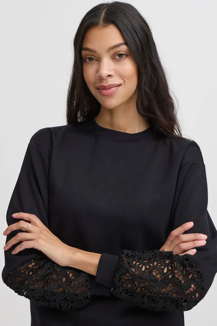 Bypusti lace sweatshirt (black)