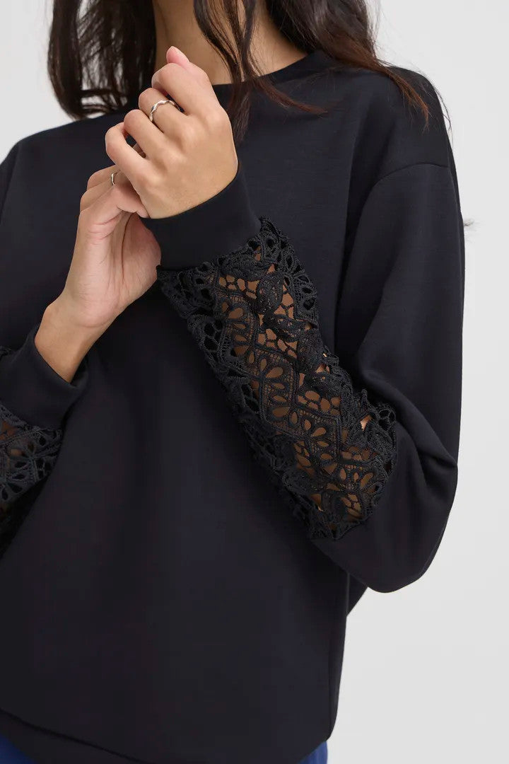 Bypusti lace sweatshirt (black)