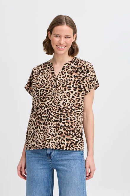 Bymmjoella v-neck top birch leopard