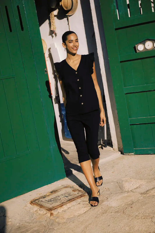 Byfalakka Ruffle Shirt (Black)