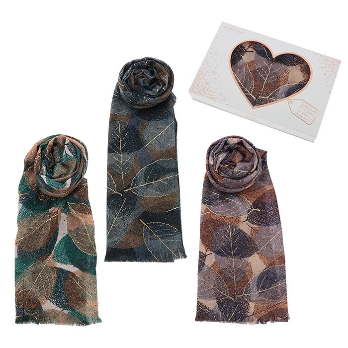 Natural Leaves Foil Box Scarf
