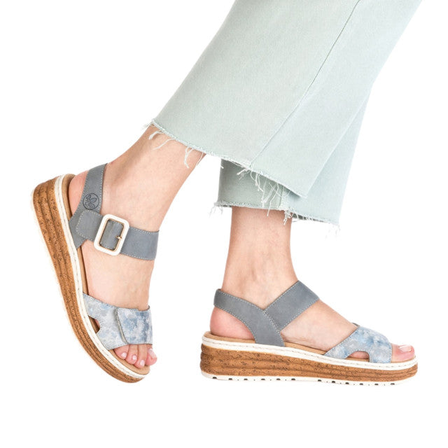 Rieker 62760-12 blue velcro sandal