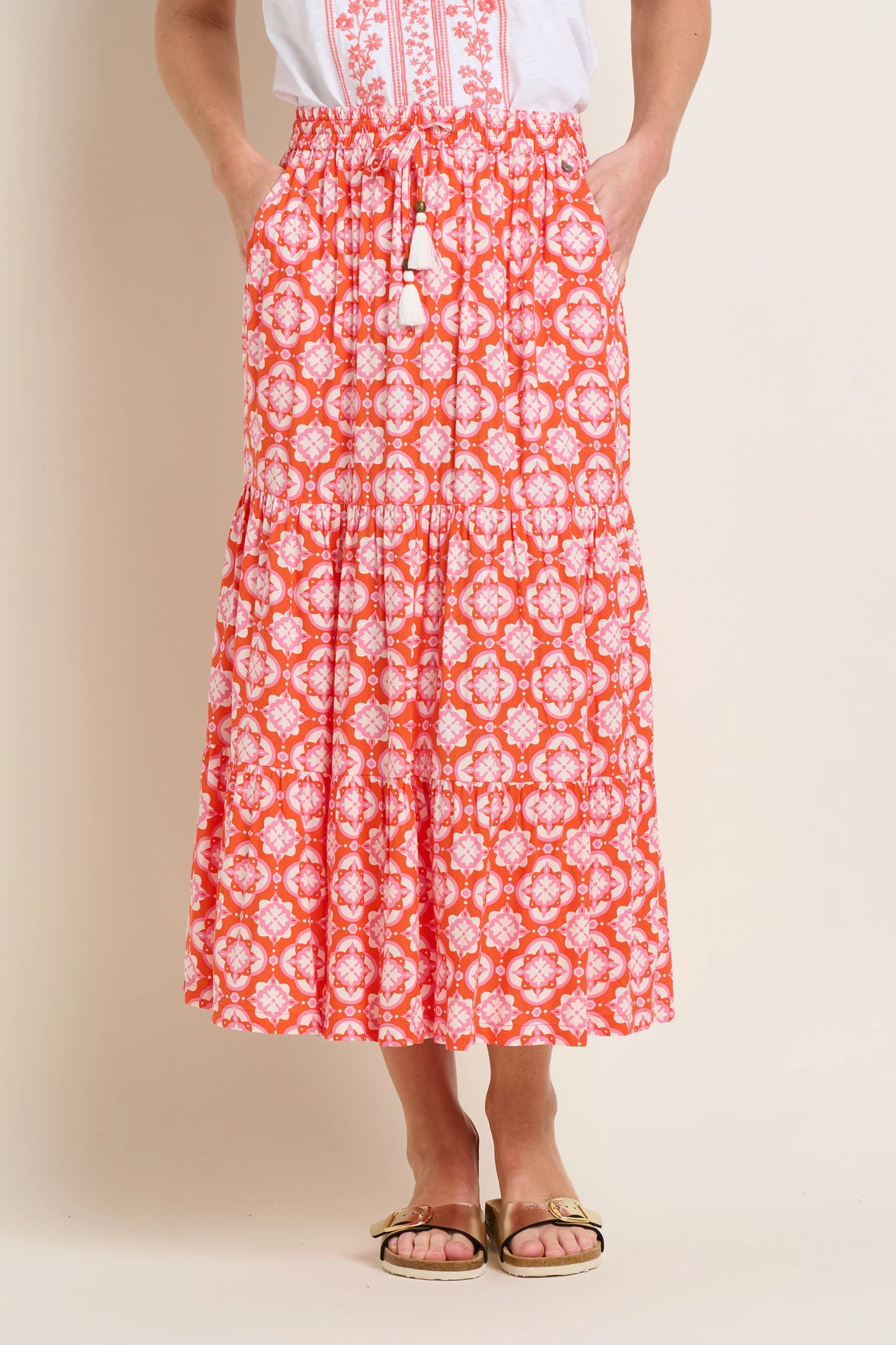 MOROCCAN TILE SKIRT (coral)