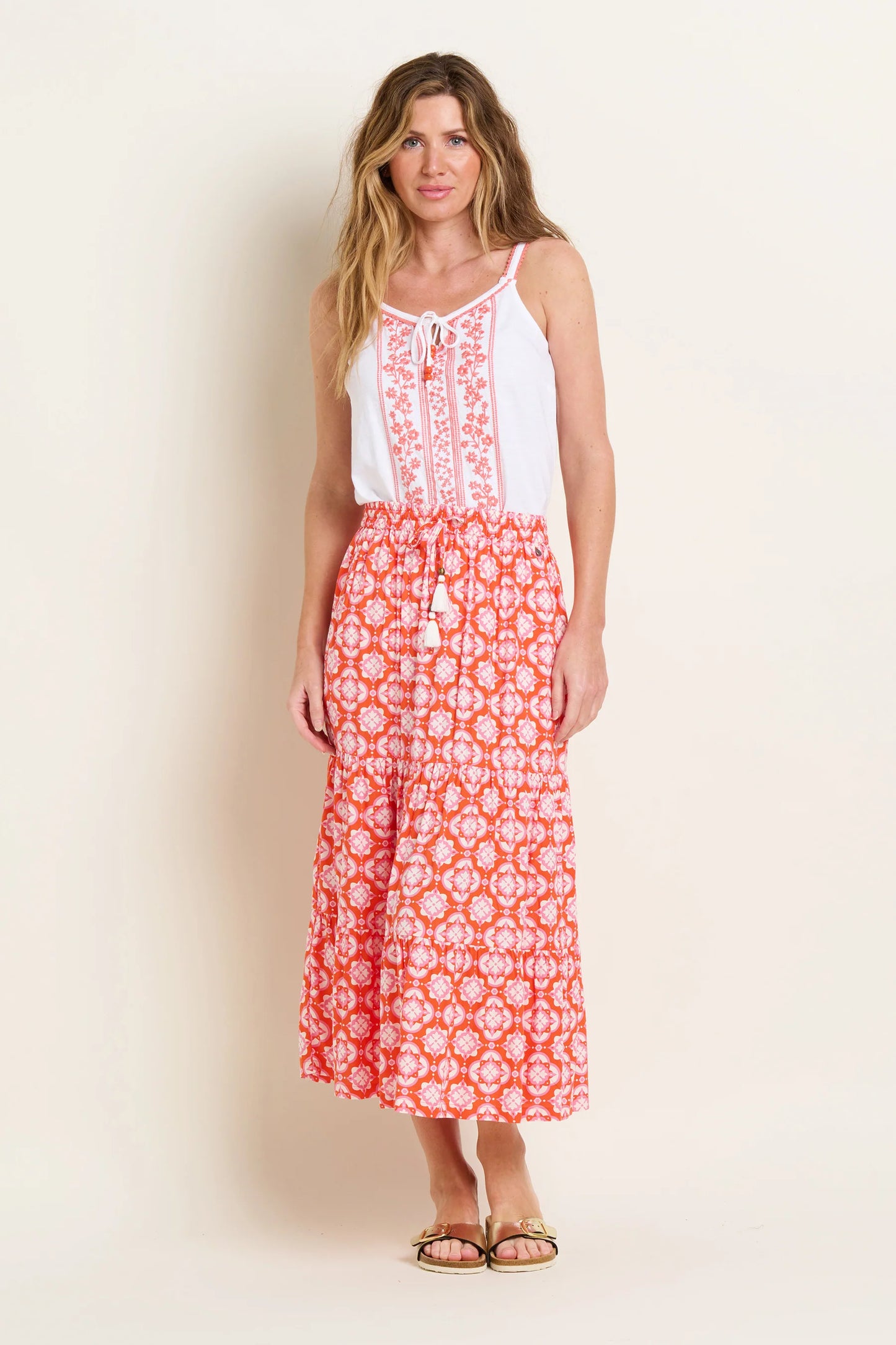 MOROCCAN TILE SKIRT (coral)