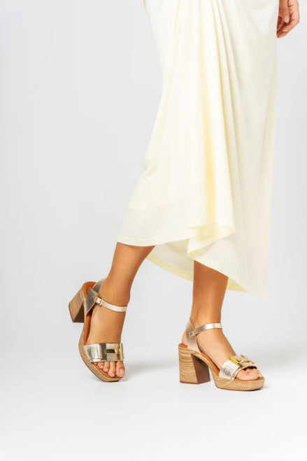 Oh My Sandals Champagne Wedge Heel - 5636