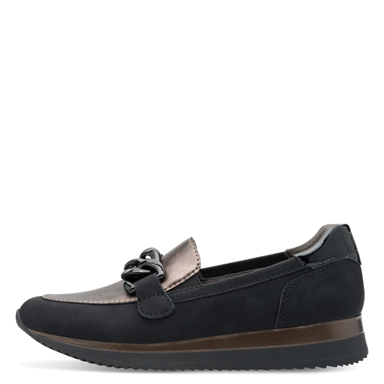 Jana Black/Pewter Loafer 8-24766-43