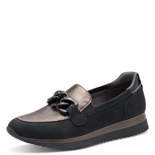 Jana Black/Pewter Loafer 8-24766-43