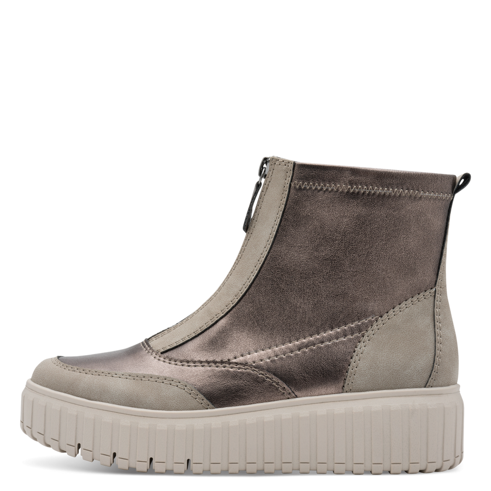 Jana grey combination zip boot 8-25468-45