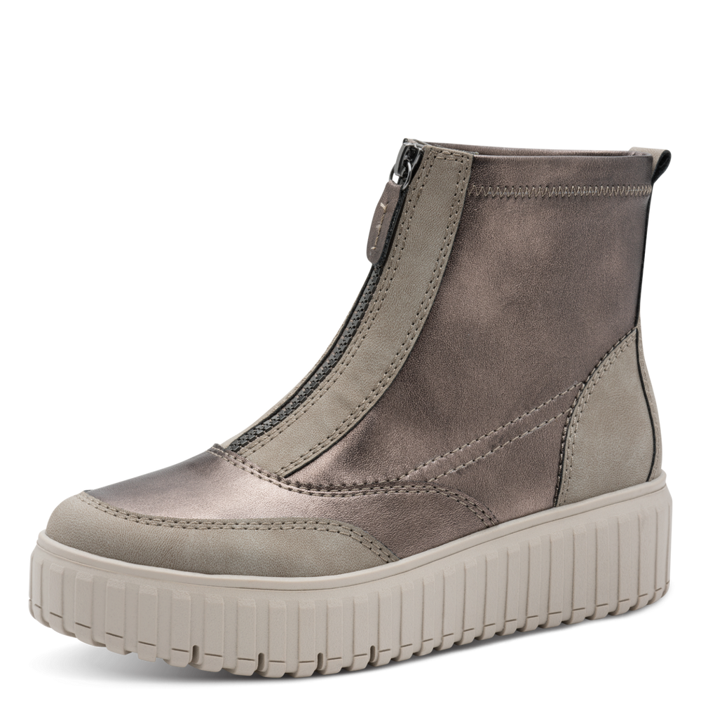 Jana grey combination zip boot 8-25468-45