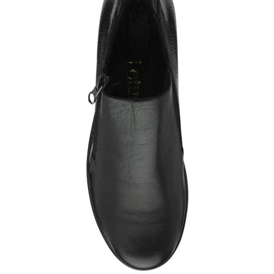 Lotus Altan Black Wedge Shoe