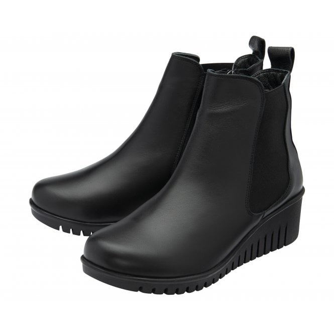 Lotus Dresden Black Wedge Boot