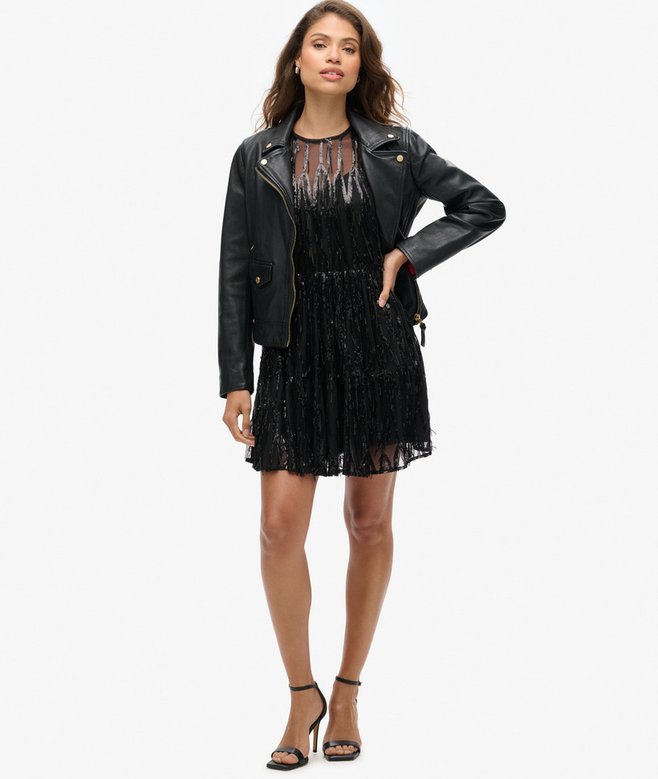 Volume Tiered Mesh Mini Dress