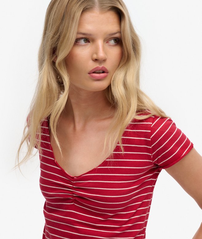 Athletic Essentials Gathered Pattern Top - Red Stripe