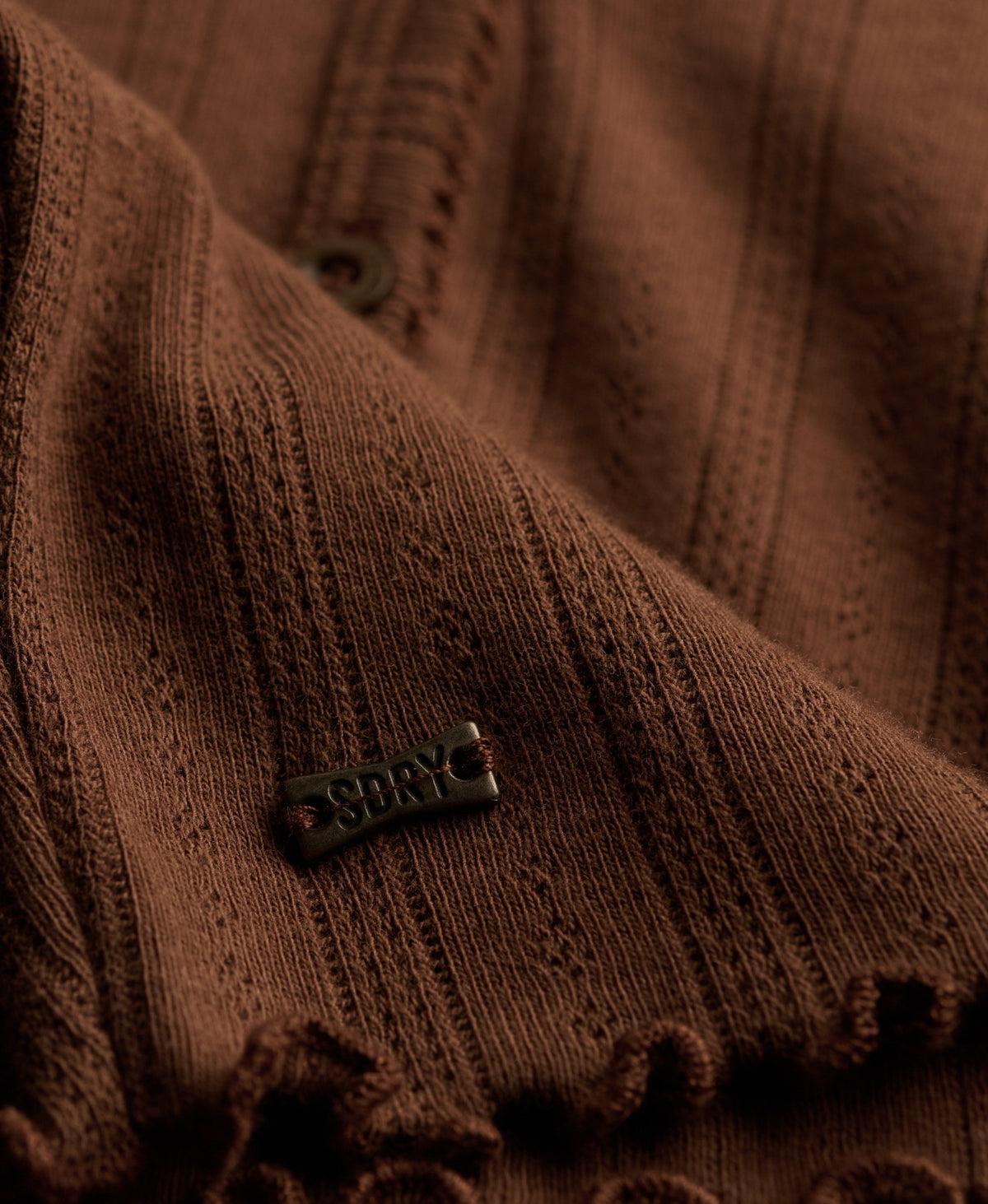 Athletic Essential Pointelle Cardigan (Chestnut Brown)