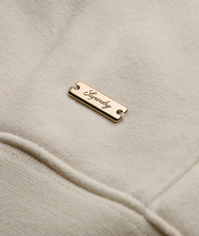 Luxe Faux Fur Lined Zip Hoodie - Desert Bone Off White