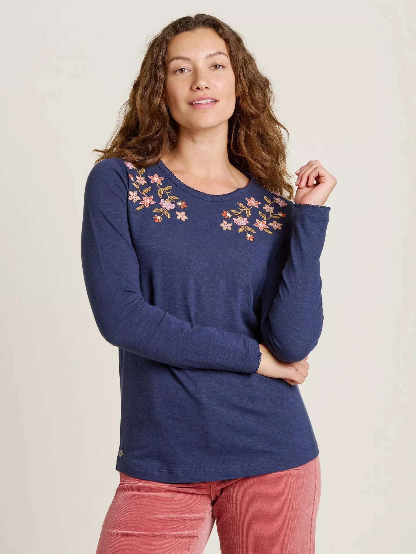 Botanical Embroidered Long Sleeve Tee