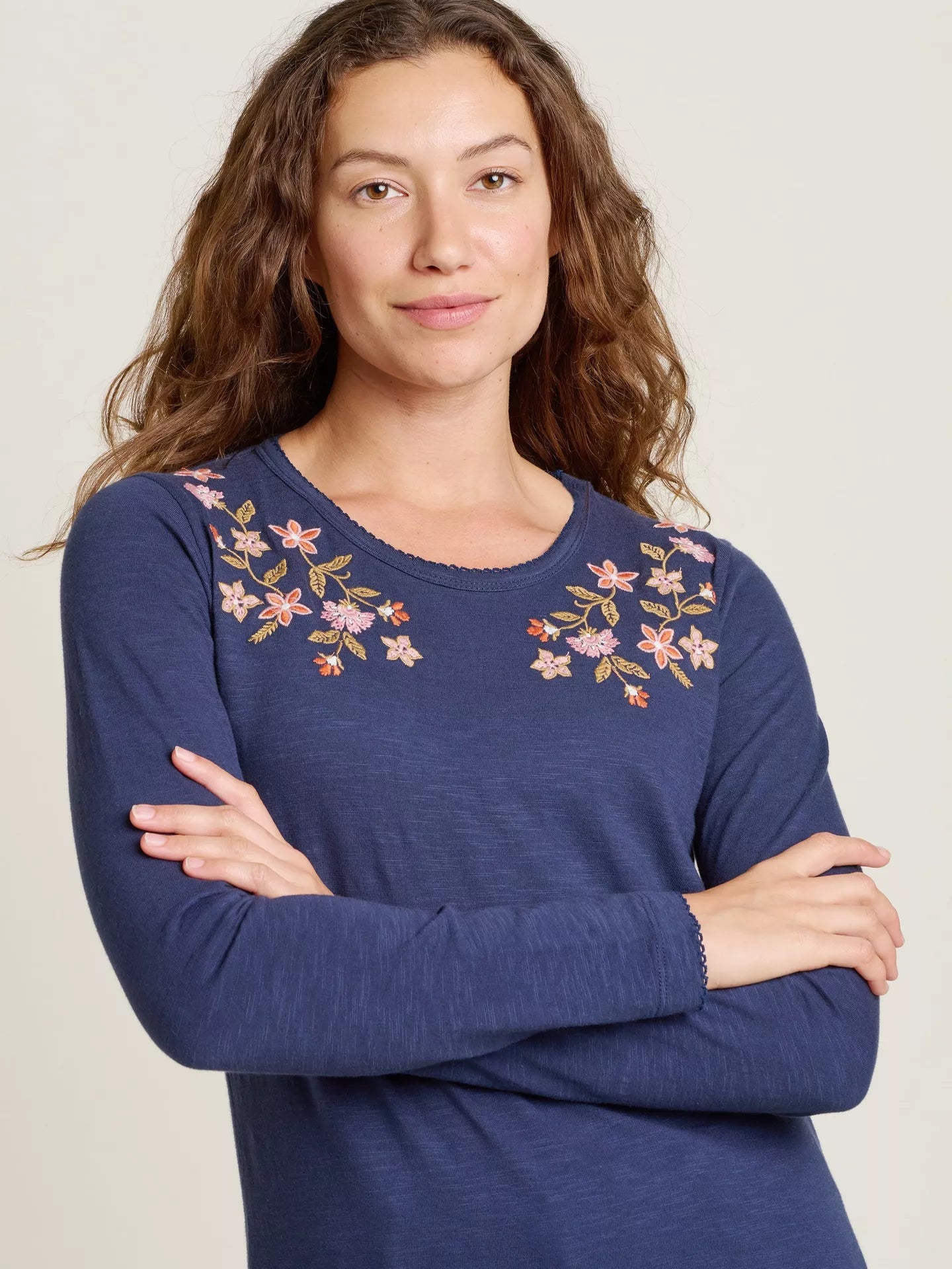 Botanical Embroidered Long Sleeve Tee