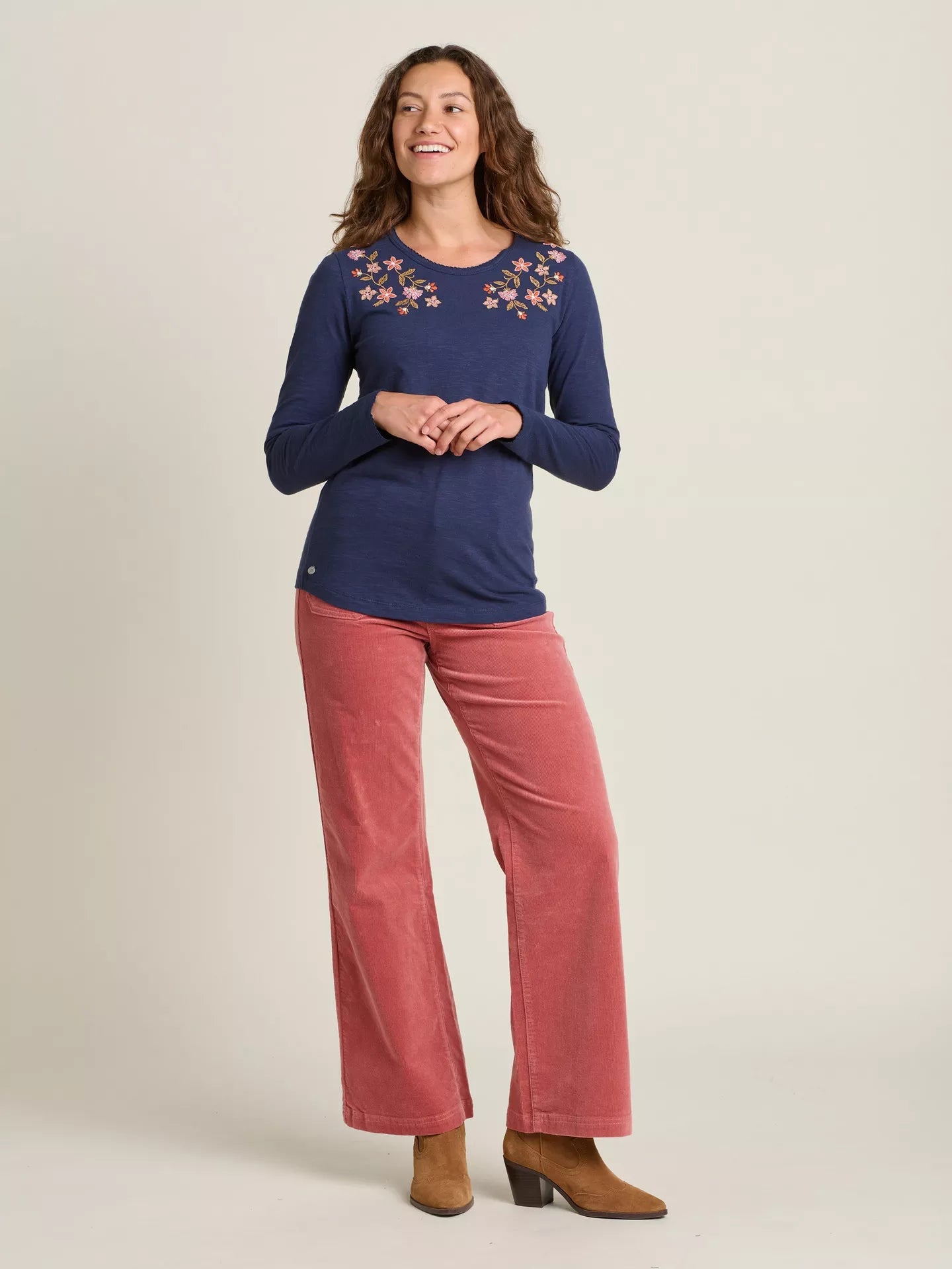 Botanical Embroidered Long Sleeve Tee