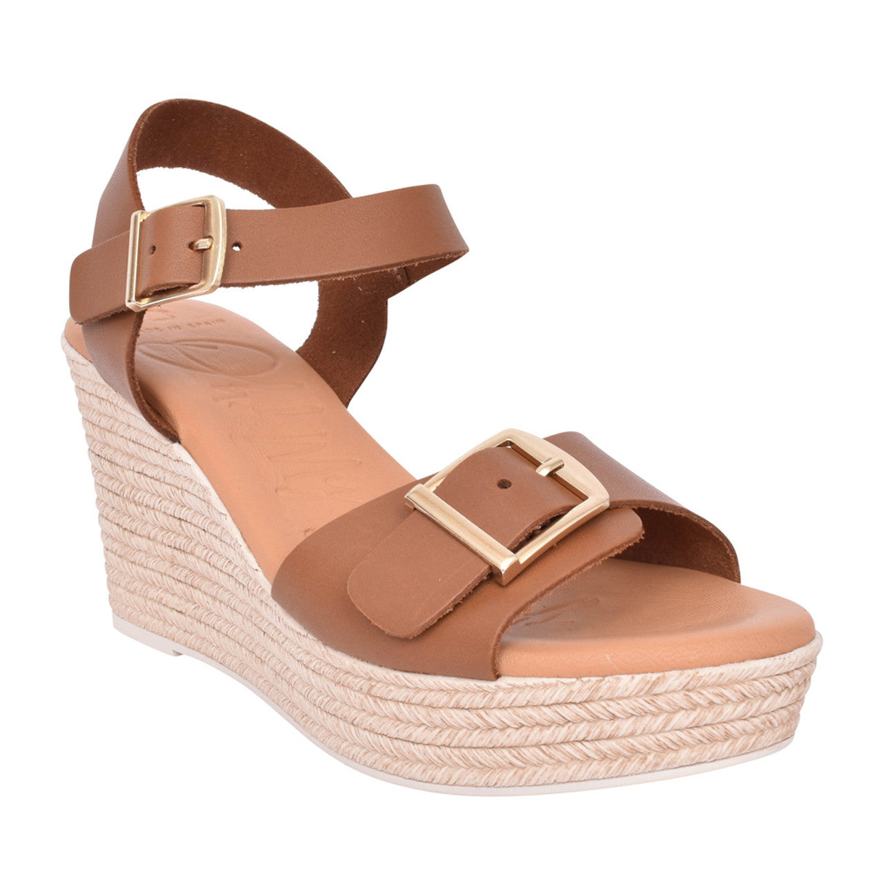 Oh my sandals tan wedge -5726