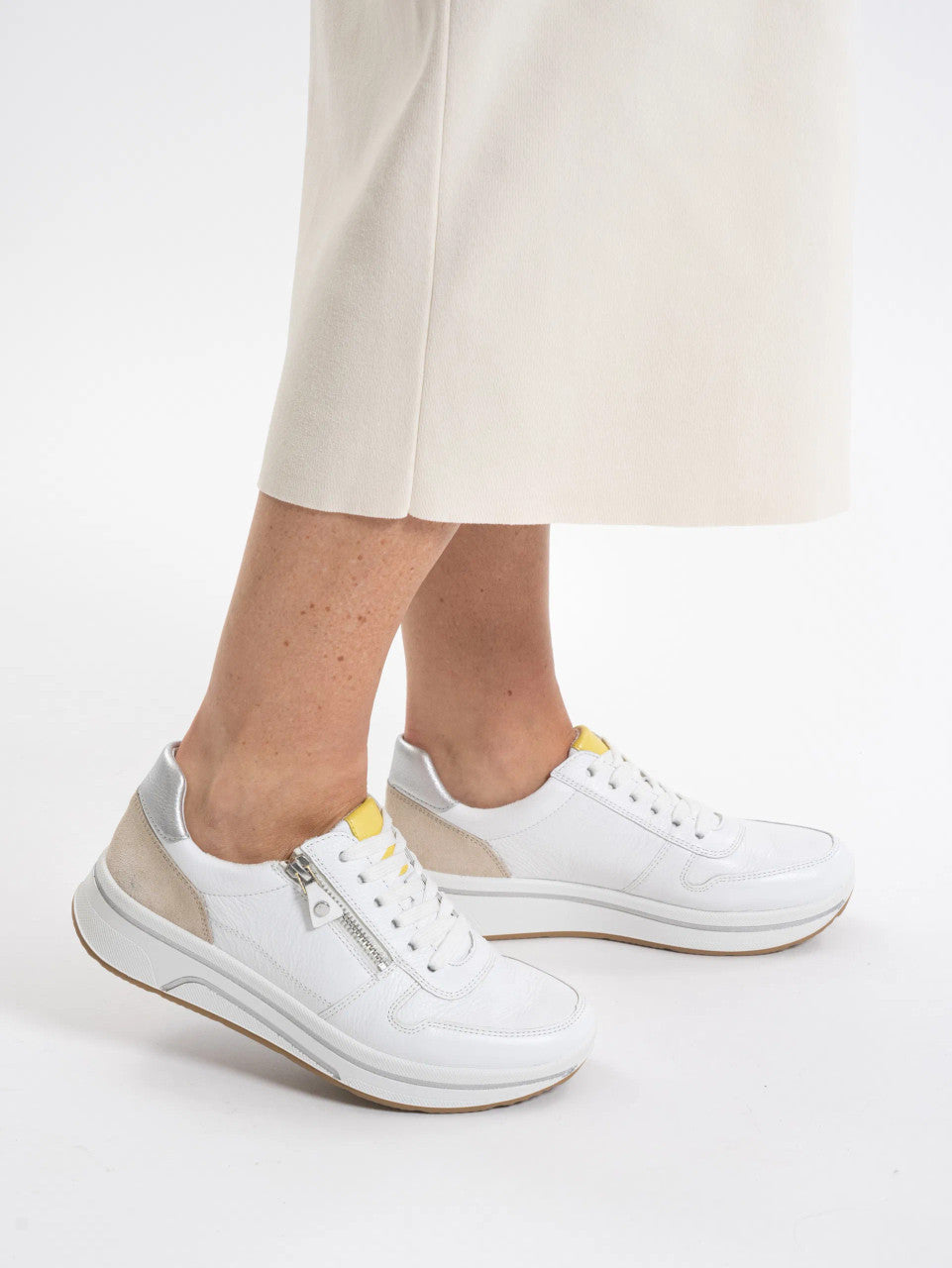 Ara 12-27540 Sapporo trainer white/lemon