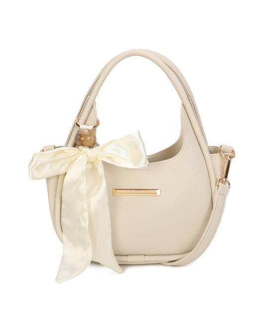 Amber Curved Crossbody Bag -Beige