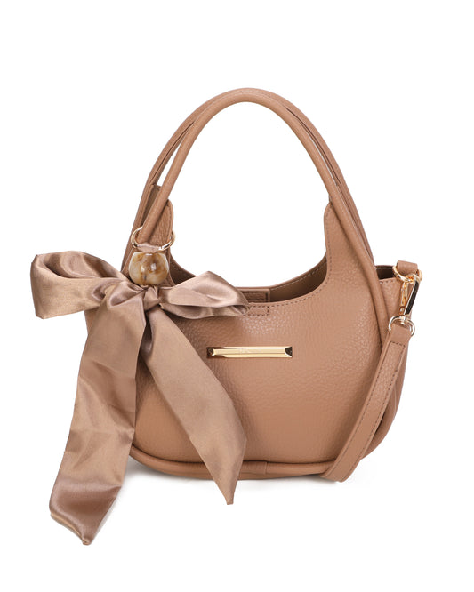 Amber Curved Crossbody Bag- Taupe