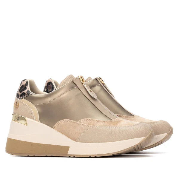 X.t.i beige wedge trainer 144655