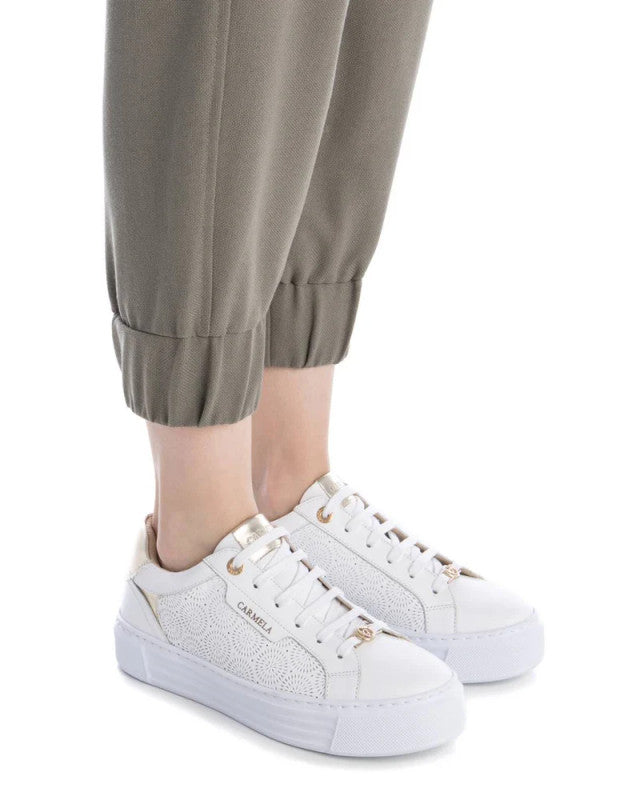 Carmela Leather White Trainer 162058