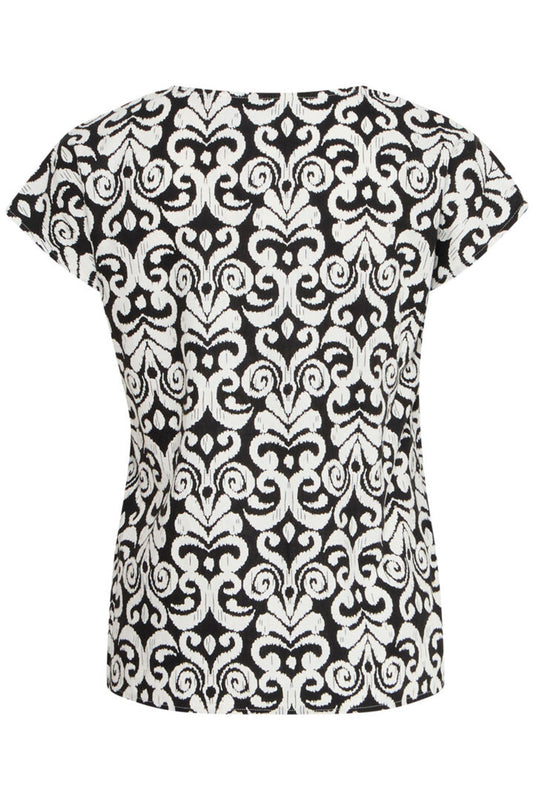 Byfalakka Oneck Blouse ethnic black mix
