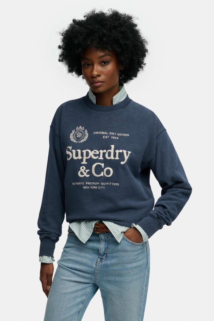 Luxe Casual Embroidery Loose Crew