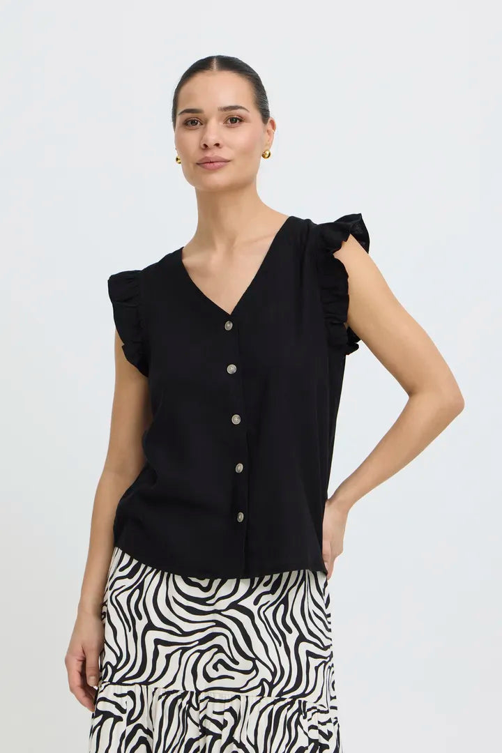 Byfalakka Ruffle Shirt (Black)
