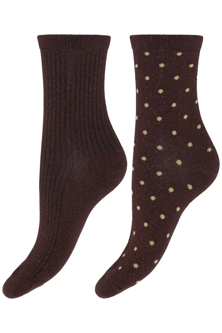 Frlura 2 pair socks- Hot Fudge