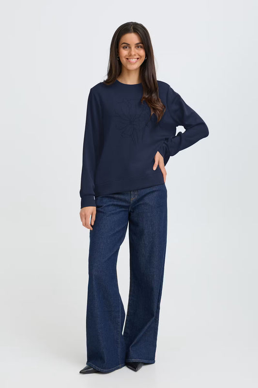 Fraurora Pullover (Draw Flower Navy Blazer)