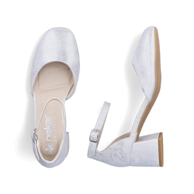 Rieker 44762-90 silver pump