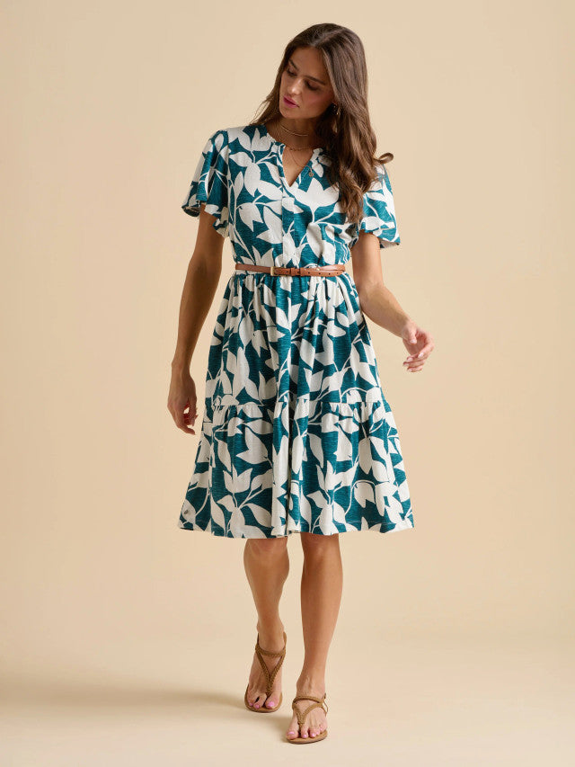 Woodland Leaves Knee Length Dress