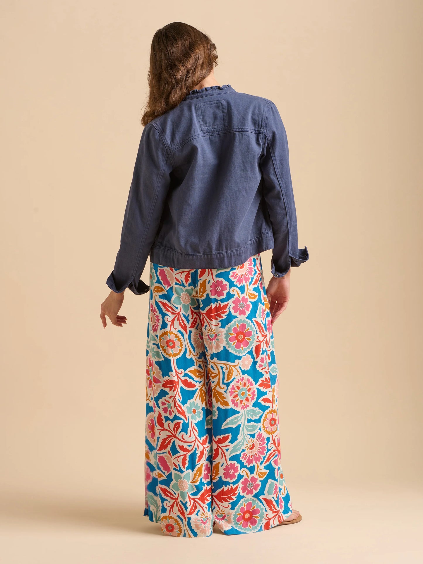 Navy Ruffle Neck Jacket