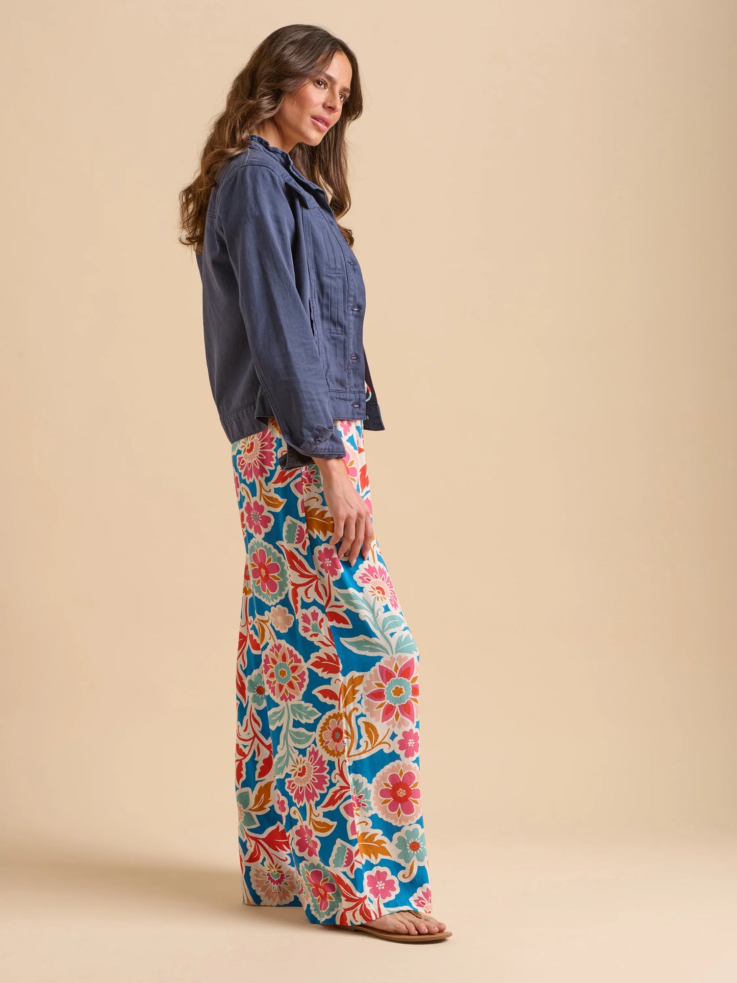 Navy Ruffle Neck Jacket