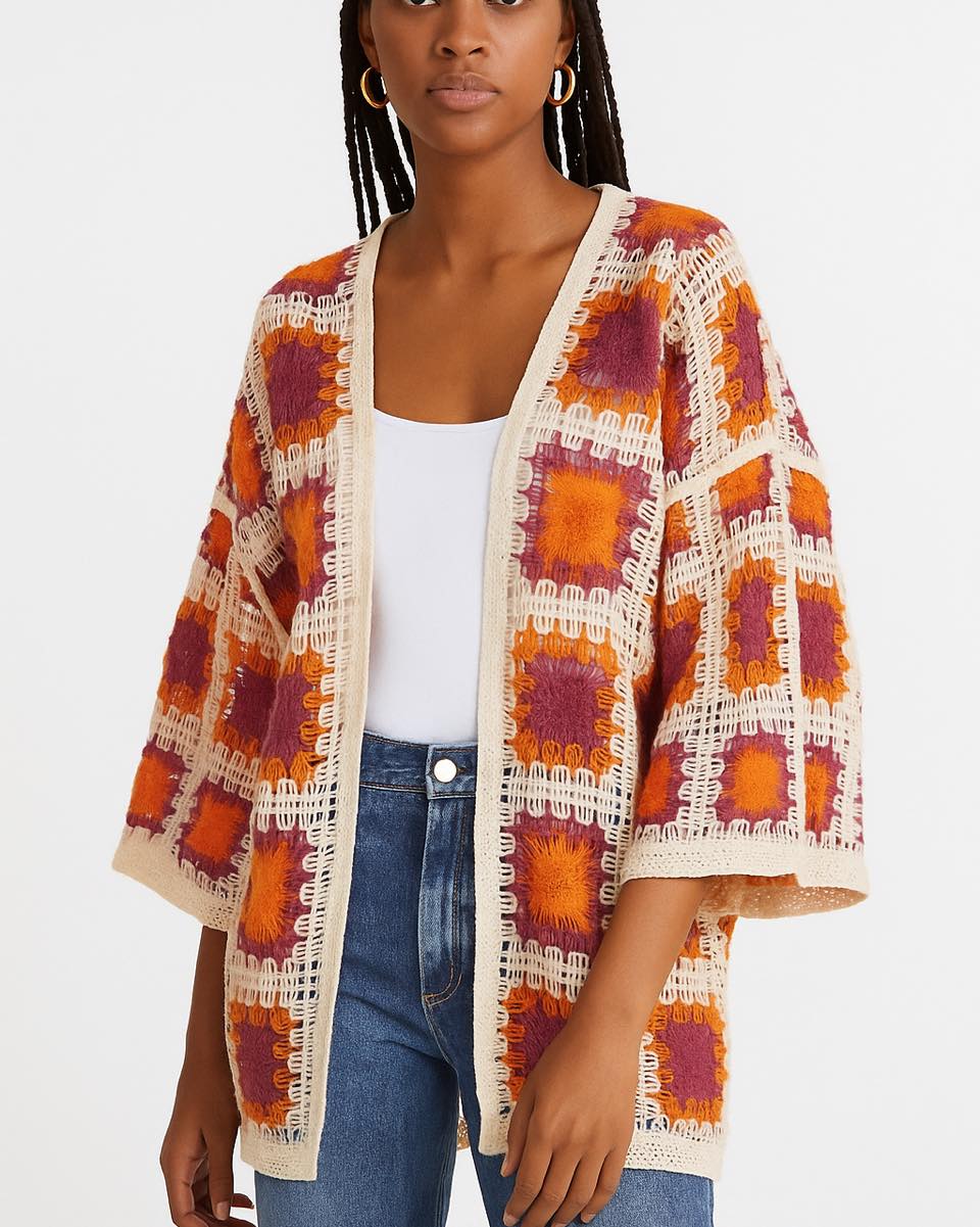 Sa44ima Cardigan (pink/orange)