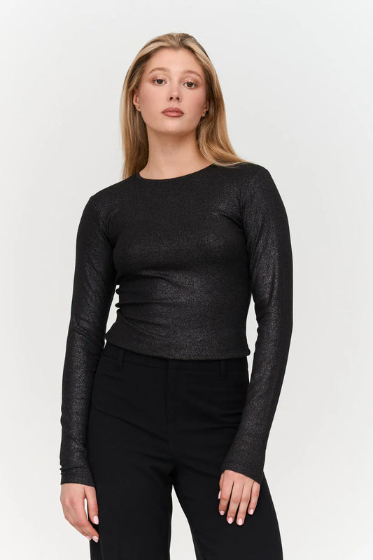 24Colours Black Glitter Top