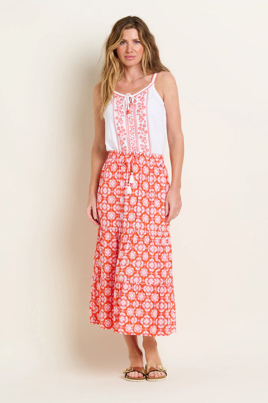 MOROCCAN TILE SKIRT (coral)