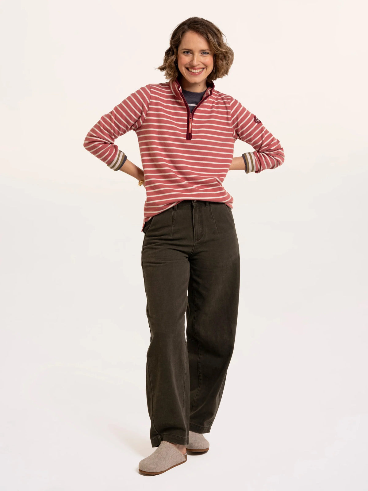 Marley Stripe Polar Fleece 1/4 Zip Sweatshirt