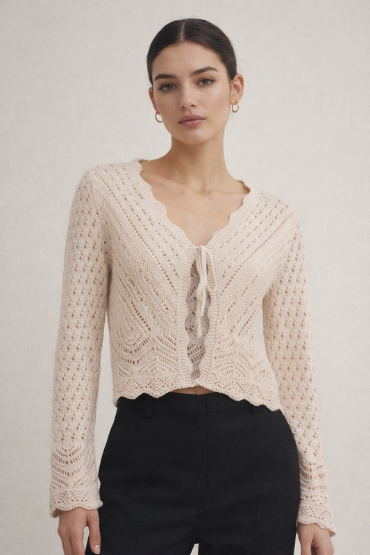 Fi44ora Beige Cardigan