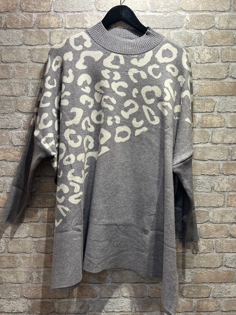 Grey Leopard Jumper