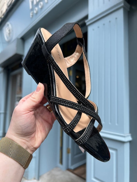 Oranmore Black Wedge Sandal