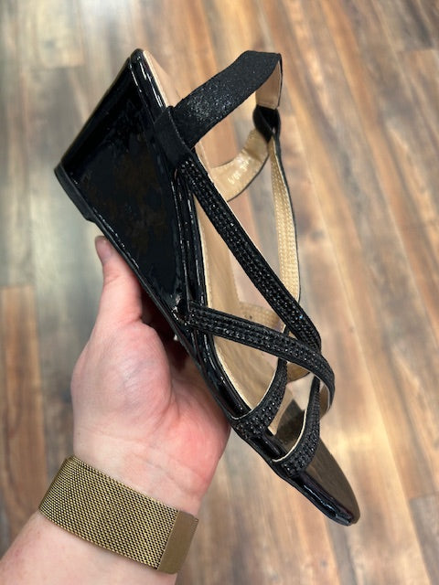Oranmore Black Wedge Sandal