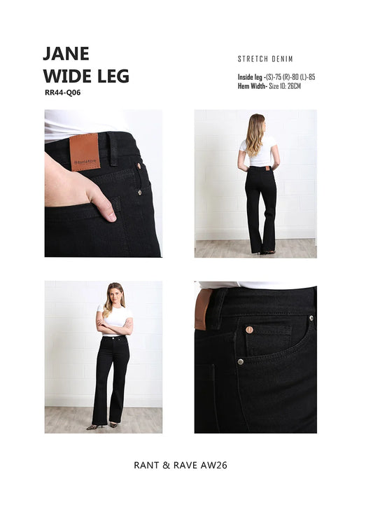 Rant & Rave Jane Wide Leg Jean Black