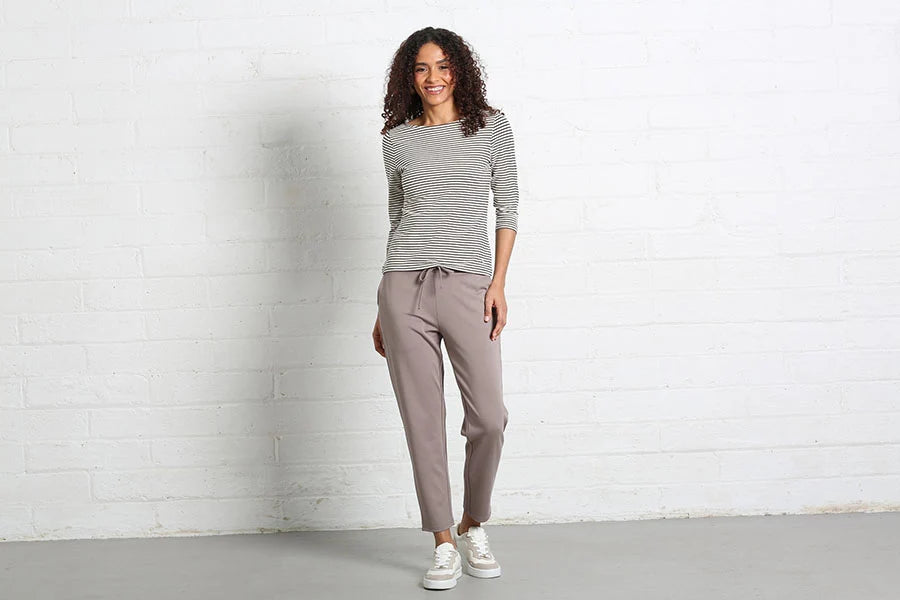 Relax & Renew Paloma Stripe Tee Chocolate Brown