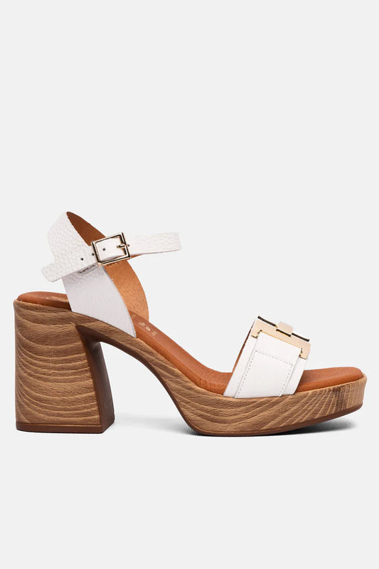 Oh My Sandals White Block Heel Sandal -5636