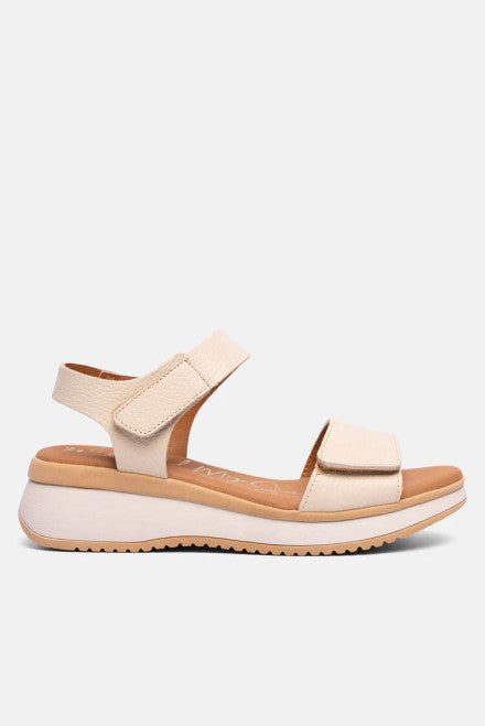 Oh My Sandals Velcro Cream Sandal - 5660